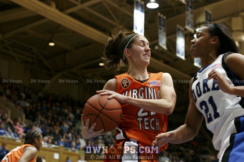 Brittany Cook snatches a defensive rebound - Duke did not score the last 6 minutes of the half