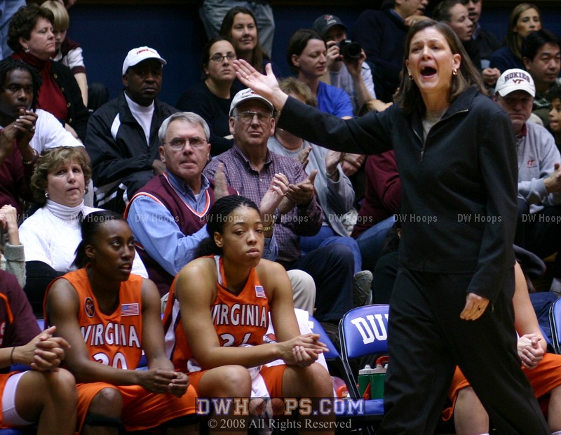 Fourth year head coach Beth Dunkenberger works the refs from the Tech sideline