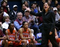 Fourth year head coach Beth Dunkenberger works the refs from the Tech sideline -  - 