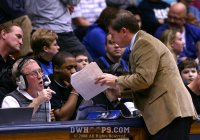 Duke Women's Basketball SID Lindy Brown at the scorer's table -  - 