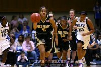 Courteney Morris leads a Demon Deacon fast break after her steal - 49-26 - 11:56 2nd
