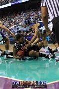 Jade Perry tries to maintain possession, but it was a jump ball - ACC Semifinal #2 - (3) Duke 74, (2) Maryland 63