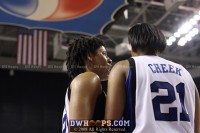 Wanisha Smith and Joy Cheek at a break in the action - ACC Semifinal #2 - (3) Duke 74, (2) Maryland 63