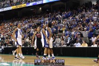 Chest bump after KJ foiled a Maryland inbounds play, possession Duke - ACC Semifinal #2 - (3) Duke 74, (2) Maryland 63