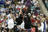 Marissa Coleman barrels into her former USA Basketball teammate Abby Waner - ACC Semifinal #2 - (3) Duke 74, (2) Maryland 63
