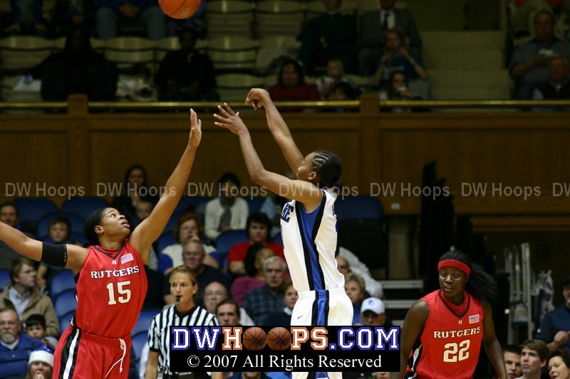 In the isolation play off the Duke timeout, Chante Black is forced to settle for a jumper, and misses
