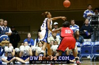  - Jasmine Thomas whips a pass into the post, but Duke would not score this possession