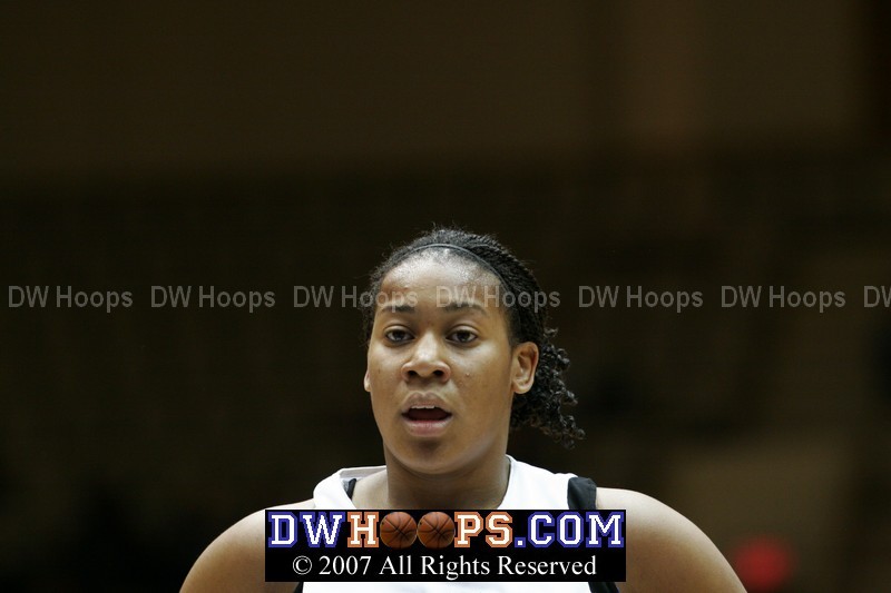 Joy, still sporting the swollen forehead from the first half, made the second freethrow.  At this point Rutgers pulled their entire starting lineup.