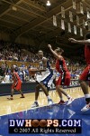  - The determination shows on Chante Black's face, and she ties the game at 42.  It was Duke's last field goal, but the Devils would not trail again.