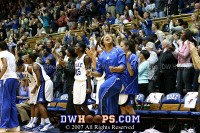  - Wanisha Smith and the Duke bench erupt as KJ rebounds a Brittany Ray miss, icing the game