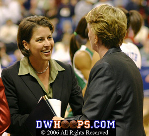 Joanne P. 
McCallie and Gale Valley shake hands at the 2006 Bridgeport Regional