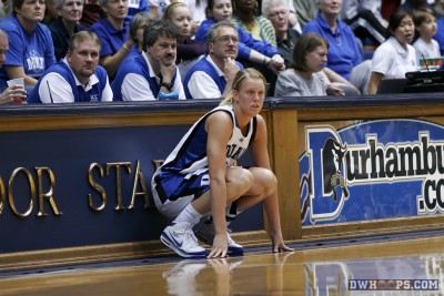 Kathleen Scheer waits to sub in - 37-11 - 3:41 1st - 