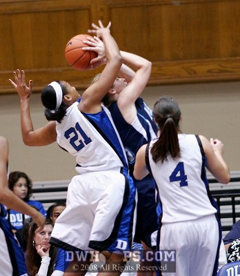 Joy Cheek fouls Amanda Tewksbury in the act, who then dropped one of two FT's