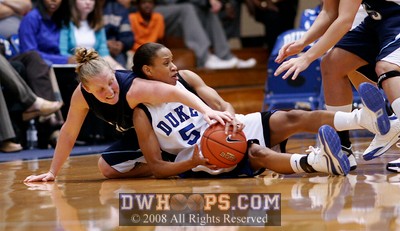 Jasmine Thomas (5) and Kristin Baker struggle for a loose ball -  - D5.O4;1, 10:43, 22-3