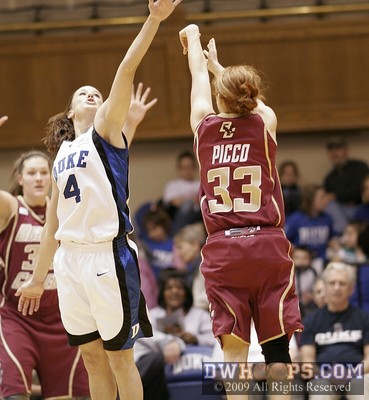 BC's Mickel Picco is 20th in the country in three pointers made.  She made her first and shortly after missed this attempt. -  - D4.O33;1,18:24,3-3