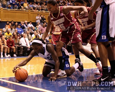 Bridgette Mitchell saves the ball from going across the endline, just the kind of hustle play that she's apt to make
