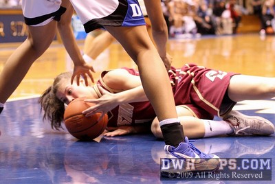 Ayla Brown goes to the floor for a loose ball -  - 