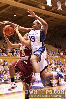 Karima Christmas delivers a hard foul to fast-breaking Victoria Jones -  - O5.D13;2,10:18,52-38