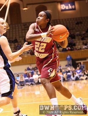 After Jasmine Thomas converted one of two, Brittanny Johnson drives to the hoop -  - O22;2, 1:23, 66-58
