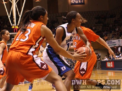 Tech's double team forces a Chante Black turnover -  - 