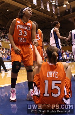 Shanel Harrison helps Drye off the floor -  - 