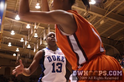 Karima Christmas in the Duke press after her made basket put Duke up 12 -  - 