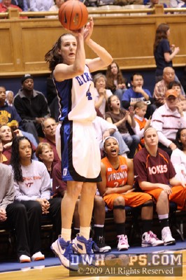 Abby Waner elicits reaction from the Tech bench as she drains another three pointer -  - 