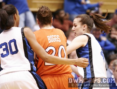 Gay, Waner, and the sideline gang up on Lindsay Biggs to force a Hokie turnover early in the second half -  - 