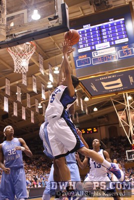 Jasmine Thomas' layup is stymied by another Breland block -  - D5;2,9:04,54-53