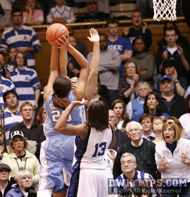 Chay Shegog had been bulling through Duke's defense all night - until Krystal Thomas stepped up and blocked her shot -  - O20.D34;OT,0:31,78-76