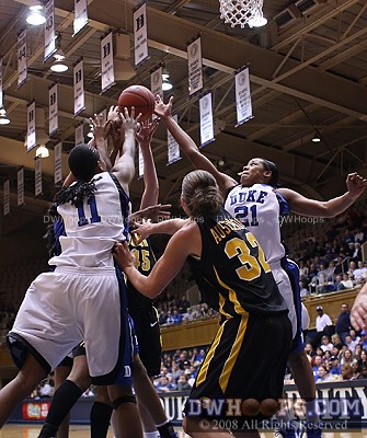 A battle for one of many rebounds
