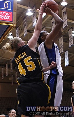 Joann Hamlin records Iowa's only block of the night