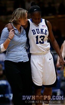 Karima Christmas left with a knee contusion