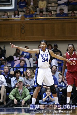 Krystal Thomas on defense in the early going - she didn't see many minutes as Duke opted for a smaller and quicker lineup -  - 