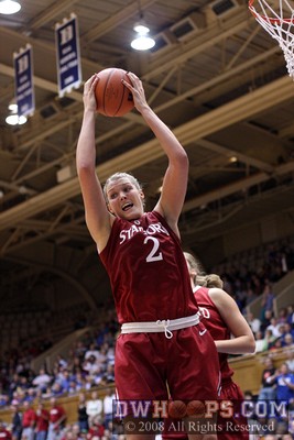 Jayne Appel pulls down a rebound for Stanford