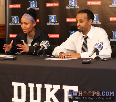 JMU's Dawn Evans and Kenny Brown in the media room.  They're both very competitive and hate to lose, and thus were extra kind to answer our many questions. -  - 