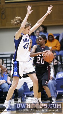 Allison Vernerey guards NCCU's Shanise Blanks -  - 