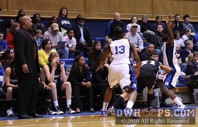 Duke's press forces a time out as Providence Head Coach Phil Seymore looks on -  - 