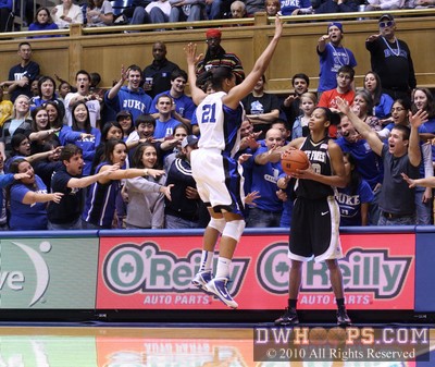 More fun from the crowd as Brittany Waters looks to inbound past a jumping Joy Cheek -  - 
