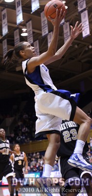 Jasmine Thomas finishes a coast-to-coast layup during Duke's 26-2 run -  - D5;1,6:28,22-11