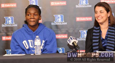 Bridgette Mitchell and Duke Head Coach Joanne P. McCallie in the interview room -  - 