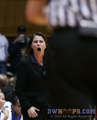 Duke coach Joanne P. McCallie is furious with Dennis Mayo's call -  - 