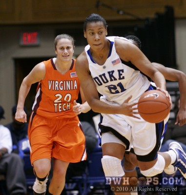 Lindsay Biggs is disgusted as Joy Cheek starts a Duke fast break -  - 