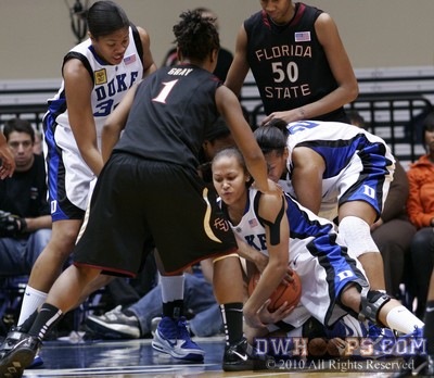 Shay Selby in the middle of one of many first half held-ball situations -  - 