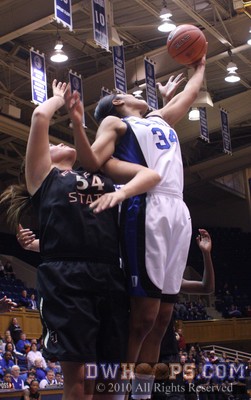 Krystal Thomas pulls down one of her 11 rebounds -  - 