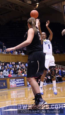 Chelsea Hopkins gets an open look at a three -  - 