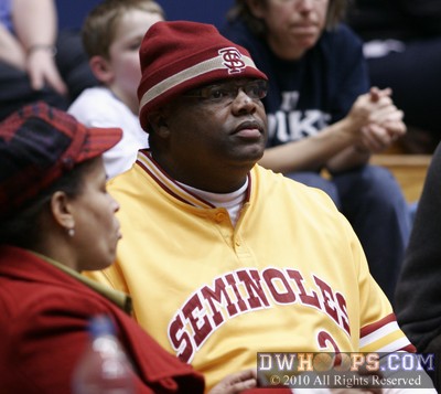 An FSU fan well dressed for a snowy Durham night -  - 