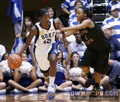 Bridgette Mitchell starts another Duke fast break - 12 of Duke's points came on the break, 29 off of FSU turnovers. -  - 