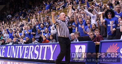 Lawson Newton whistles a foul on Chay Shegog, who fouled Selby on a made trey.  The crowd loves it! -  - 