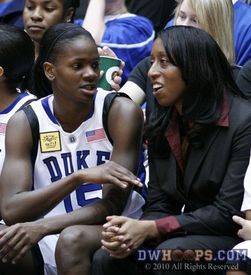 Bridgette Mitchell and assistant Samantha Williams on the Duke bench -  - 